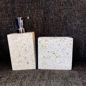 Marble/Quartz soap dispenser and toothbrush holder